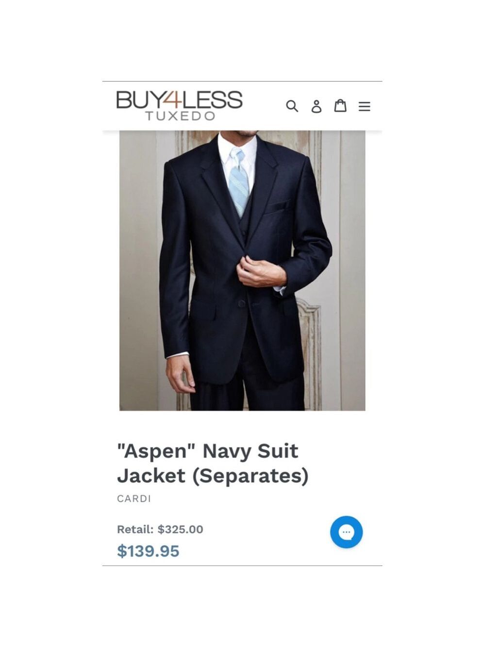 Dark Navy Suit Jacket Cardi International Aspen 40R 40 Regular